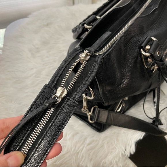 Balenciaga City Classic Metallic Edge Black Leather Hand/Shoulder Bag Medium - Picture 12 of 14